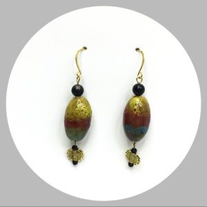 Earth Tone Beaded Drop Earrings